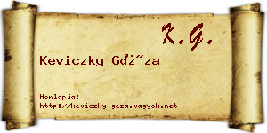 Keviczky Géza névjegykártya